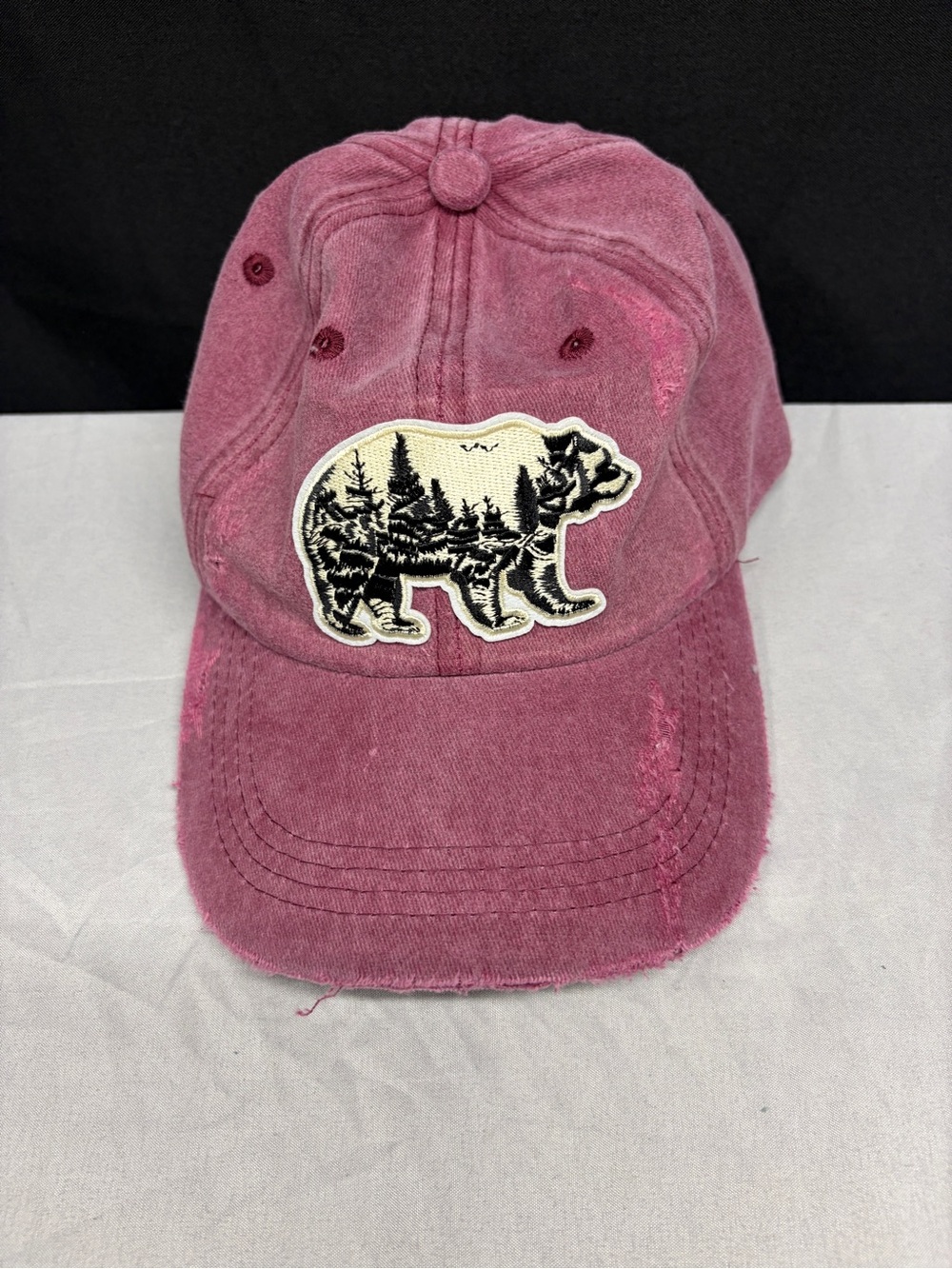 Maroon Bear Patch Baseball Cap